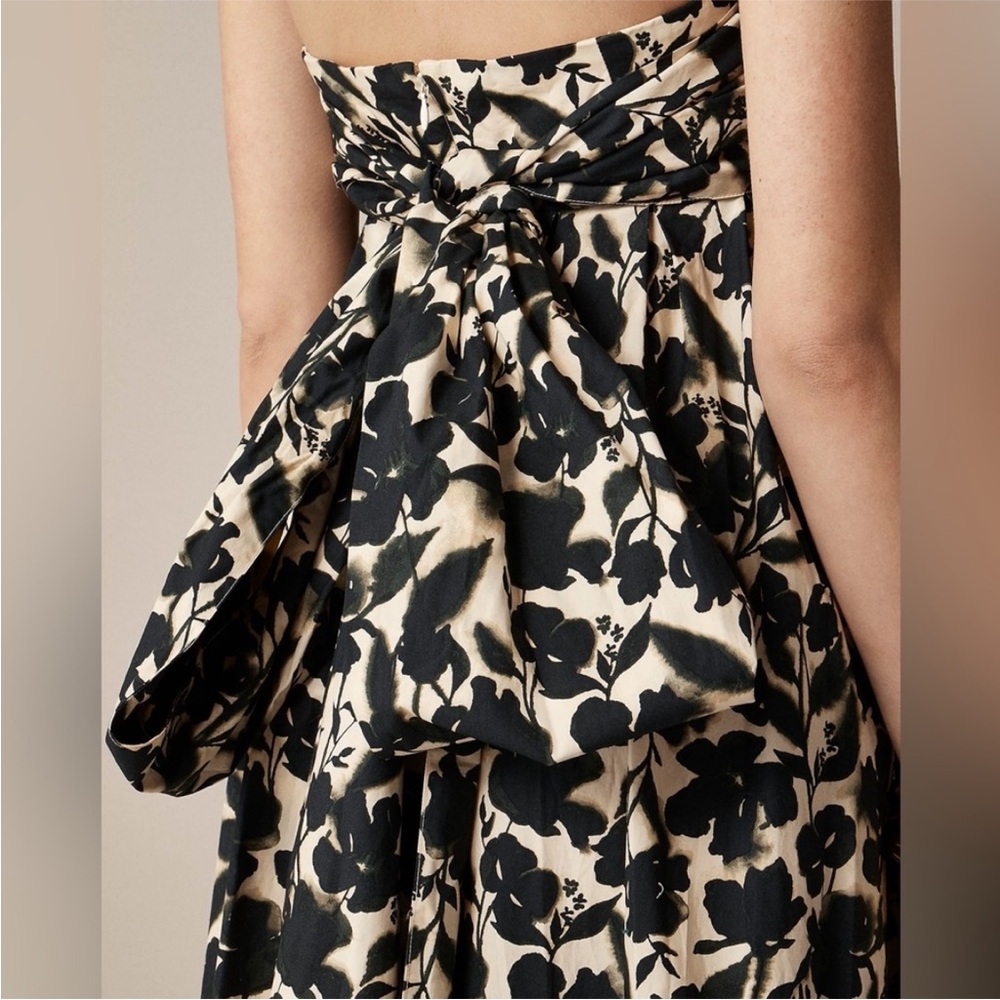 NWT J. Crew Strapless Black and Cream Floral Dress size 18 - Picture 4 of 7